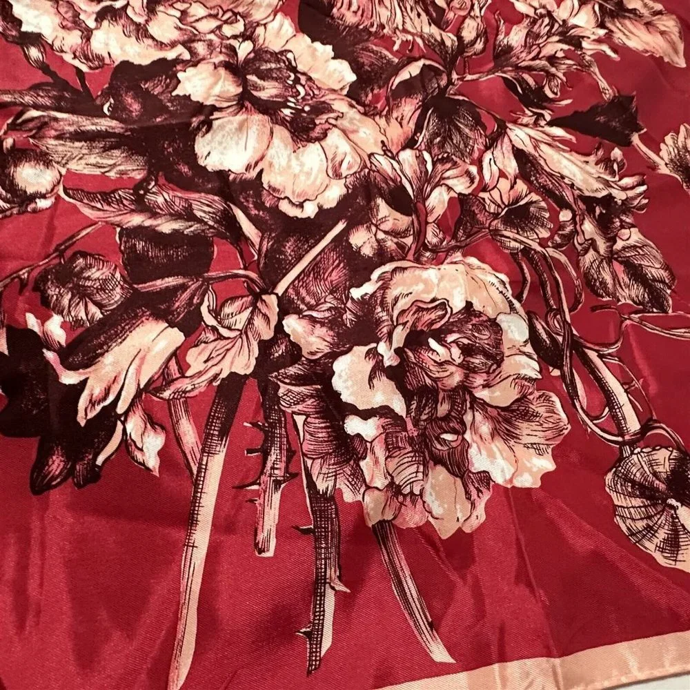 Vintage Paoli Acetate Scarf Japan Pink Purple Burgundy Square